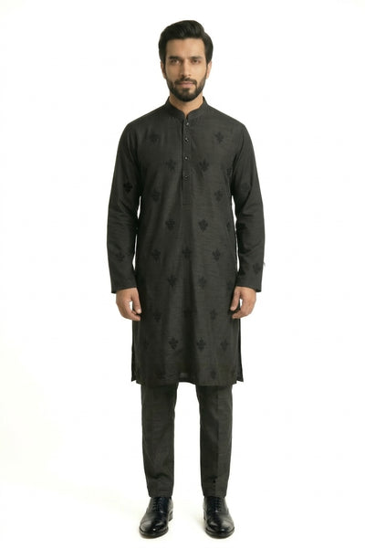 MTO Black Embroidered Kurta Pajama