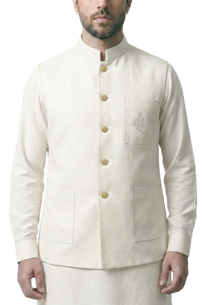 Offwhite Embroidered Waistcoat