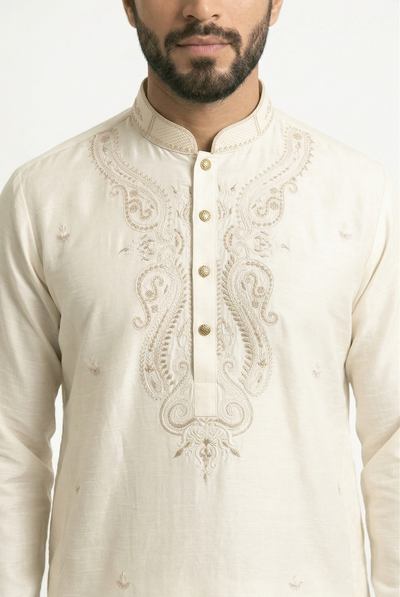 MTO White Embroidered Kurta Pajama