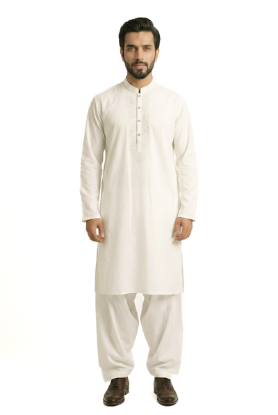 White Embroidered Shalwar Kameez