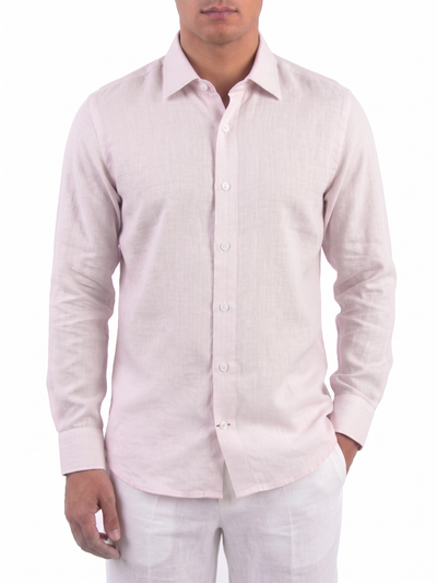 Powder Pink Striped Linen Shirt