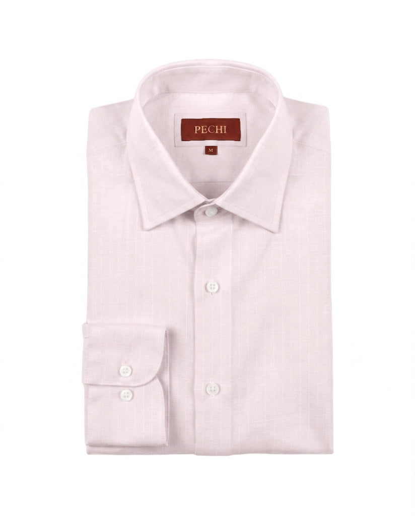 Powder Pink Striped Linen Shirt