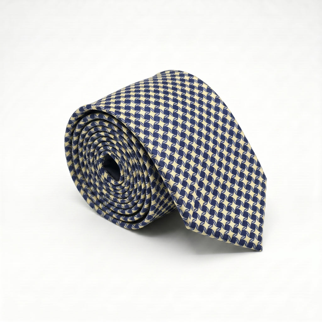 Navy & Ivory Geometric Tie