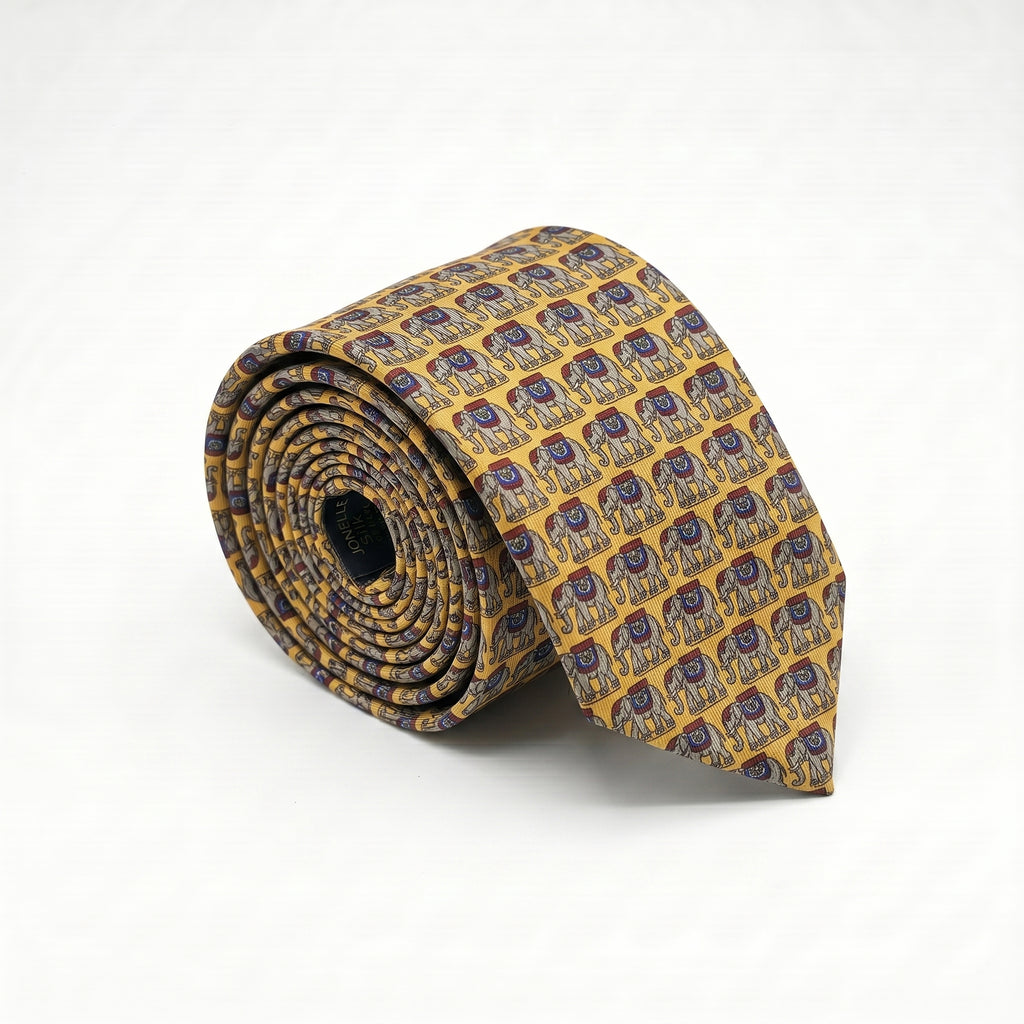 Yellow Elephant Print Tie