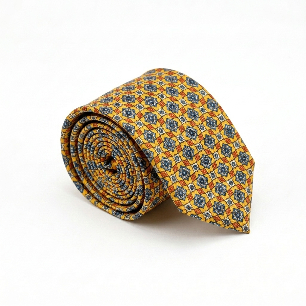 Orange & Blue Geometric Tie