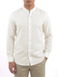Ivory Band Collar Linen Shirt