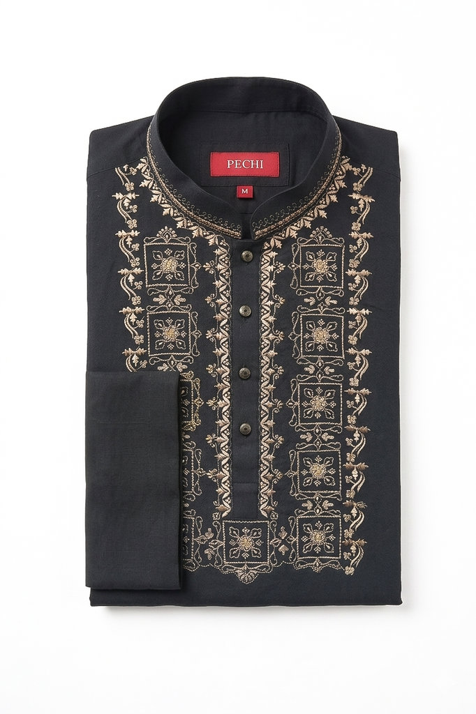 MTO Black Embroidered Kurta Pajama