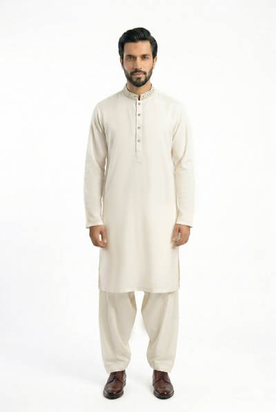 Offwhite Embroidered Shalwar Kameez