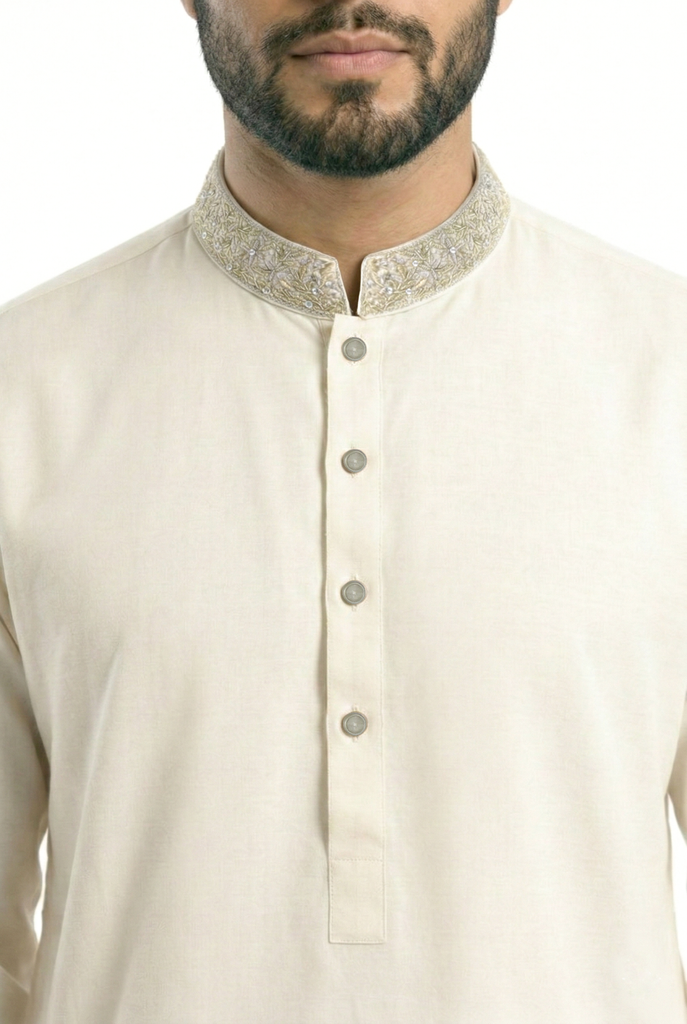 Offwhite Embroidered Shalwar Kameez