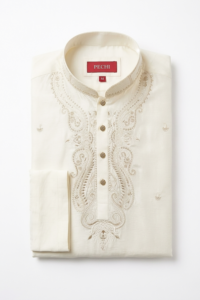 MTO White Embroidered Kurta Pajama