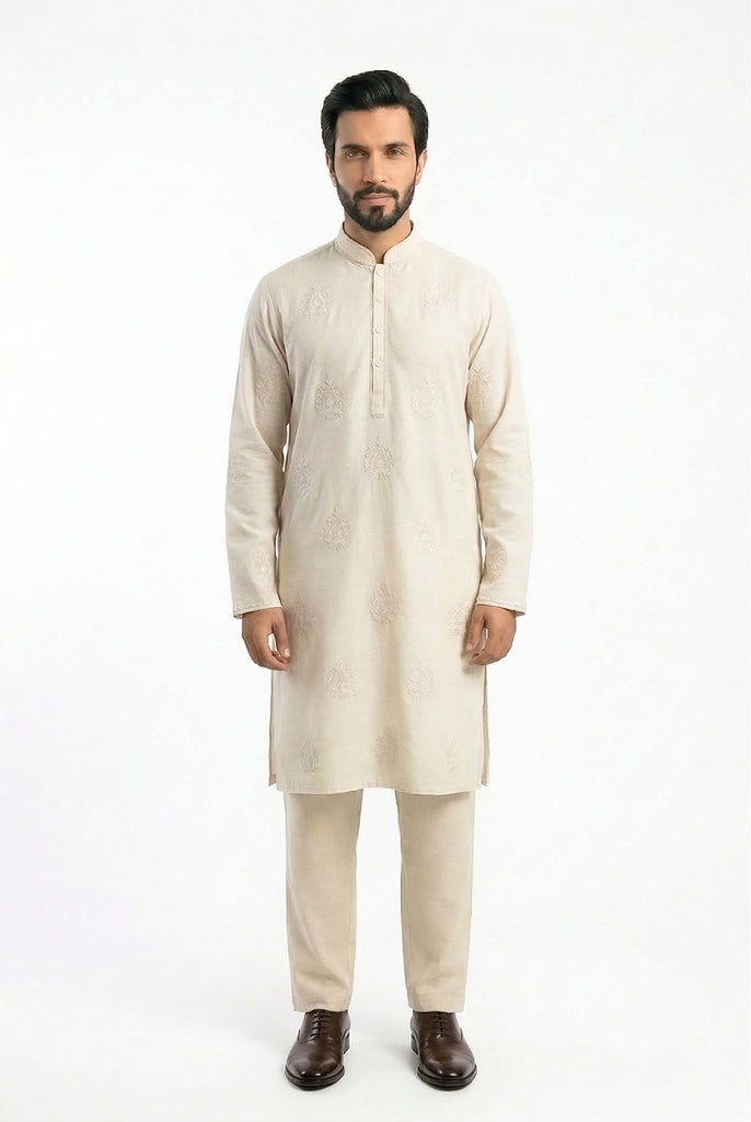 MTO Ivory Embroidered Kurta Pajama