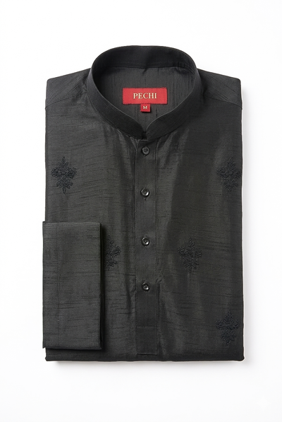 MTO Black Embroidered Kurta Pajama