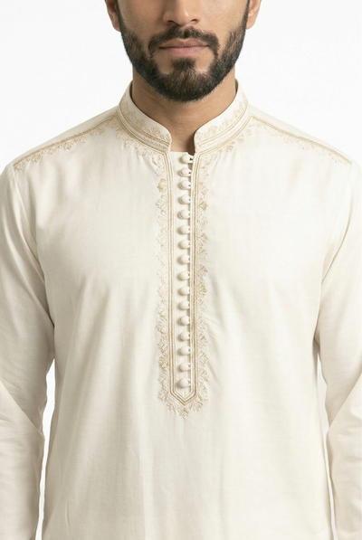 MTO Ivory Tilla Embroidered Kurta Pajama
