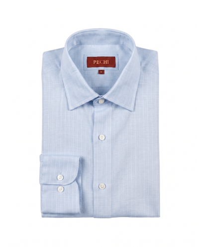 Sky Blue Striped Linen Shirt