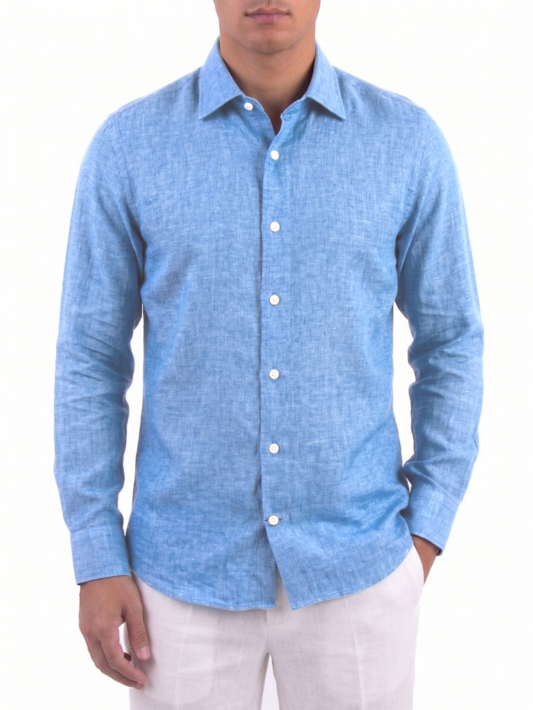 Ocean Blue Linen Shirt