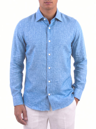 Ocean Blue Linen Shirt