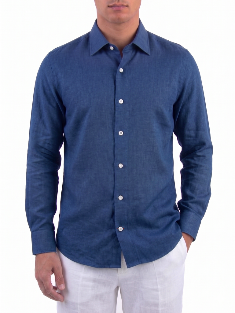 Denim Blue Linen Shirt