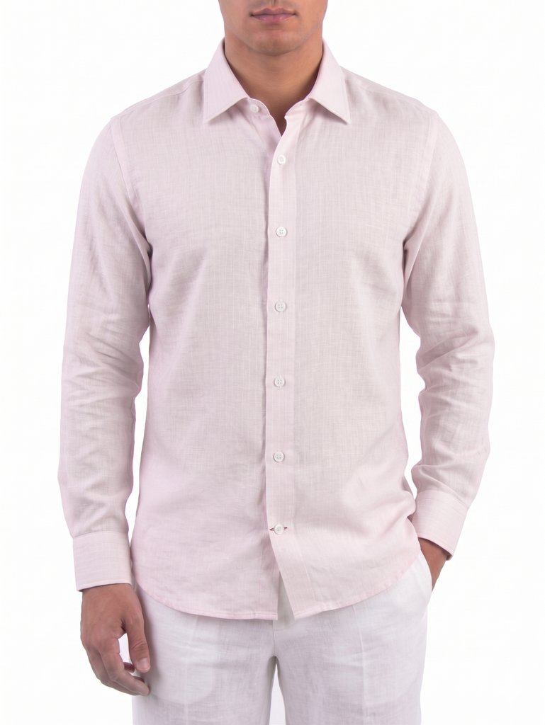 Powder Pink Striped Linen Shirt