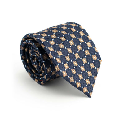Navy & Brown Geometric Tie