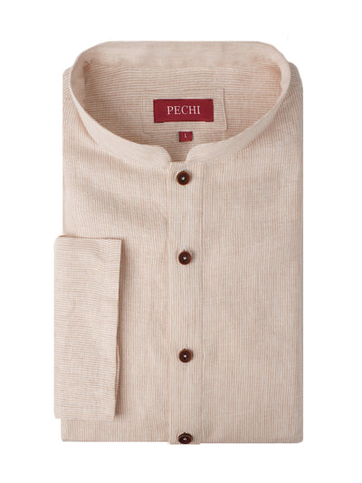 Beige Pin Stripe Linen Kurta