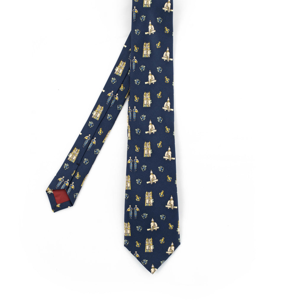 Navy Ancient Elephant Tie