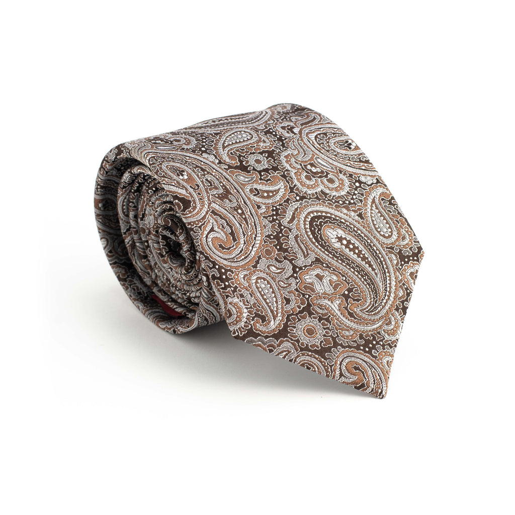 Brown & Grey Paisley Tie