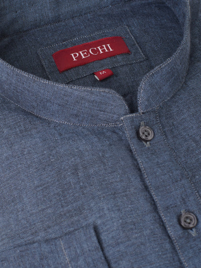 Blue Slub Kurta Pajama