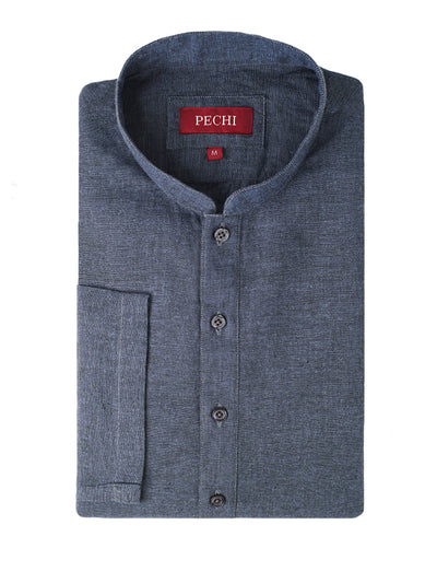 Blue Slub Kurta Pajama