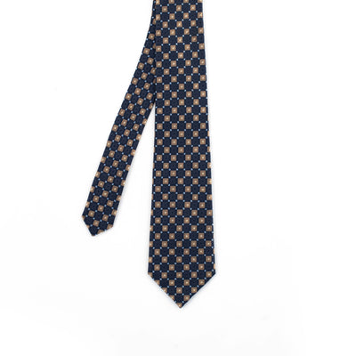 Navy & Brown Geometric Tie