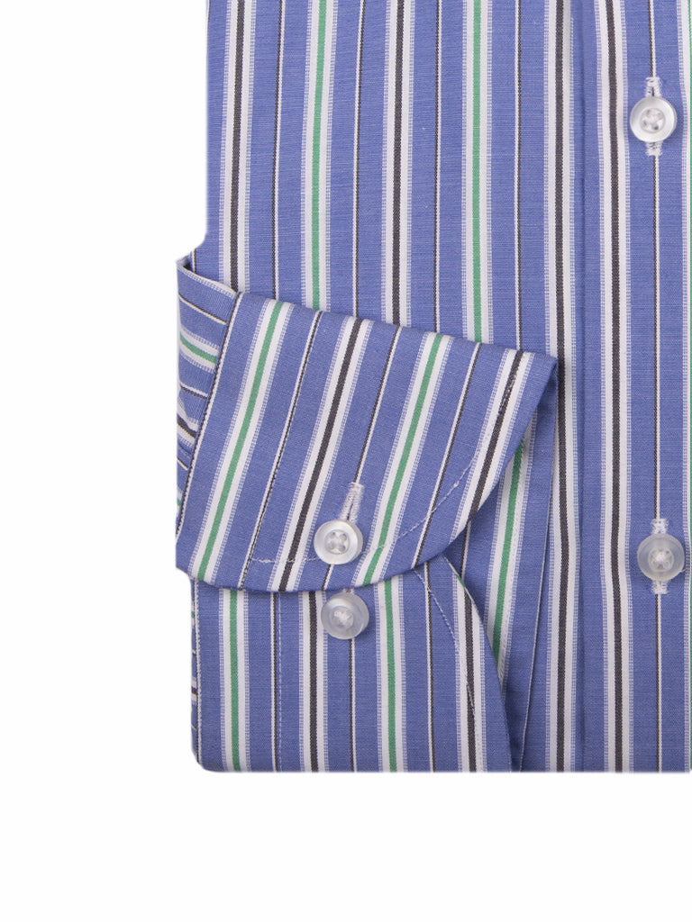Electric Blue & Green Bold Multi Stripe Shirt