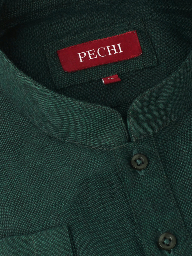 Hunter Green Slub Kurta Pajama