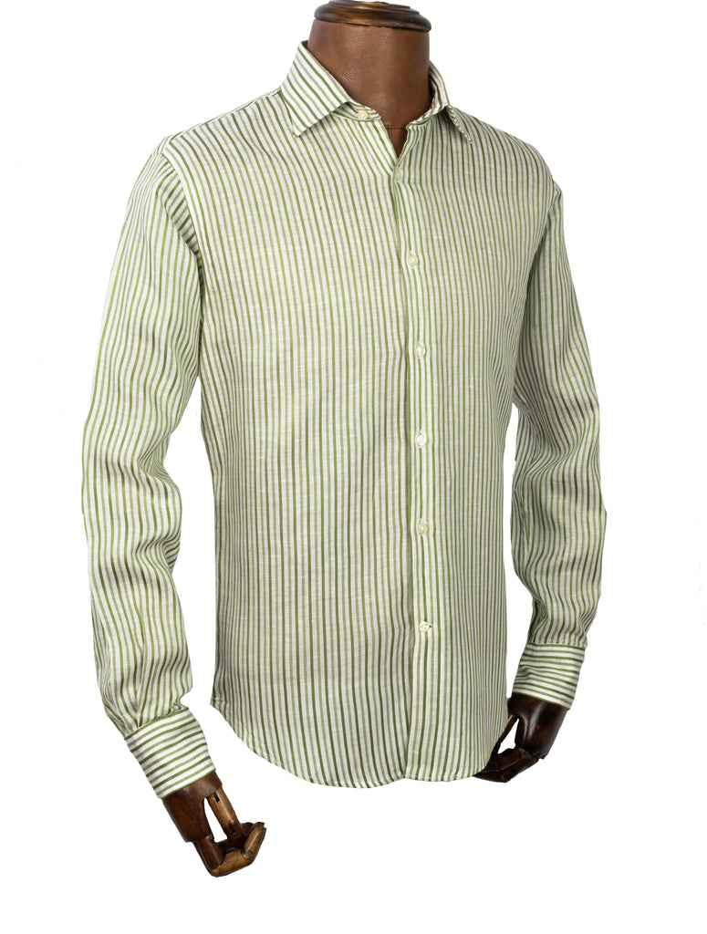 Green Bengal Stripe Linen Shirt