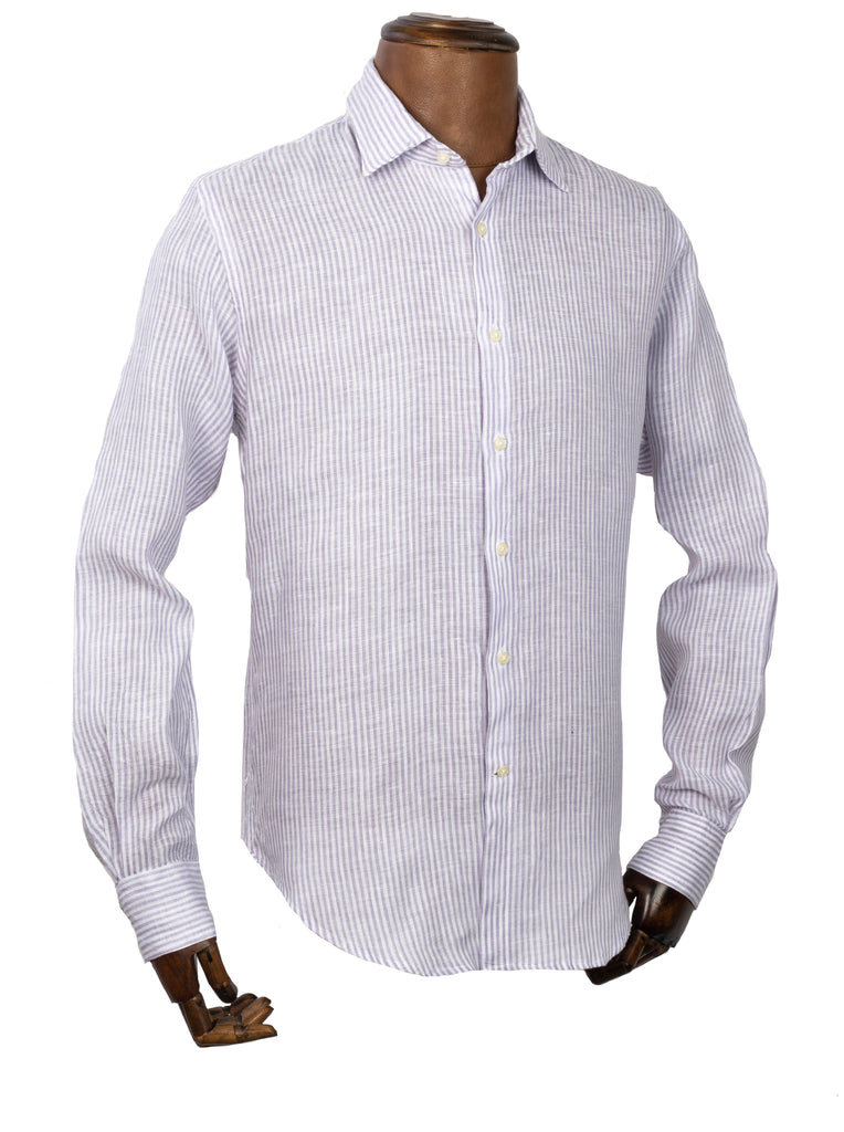 Mauve Bengal Stripe Linen Shirt