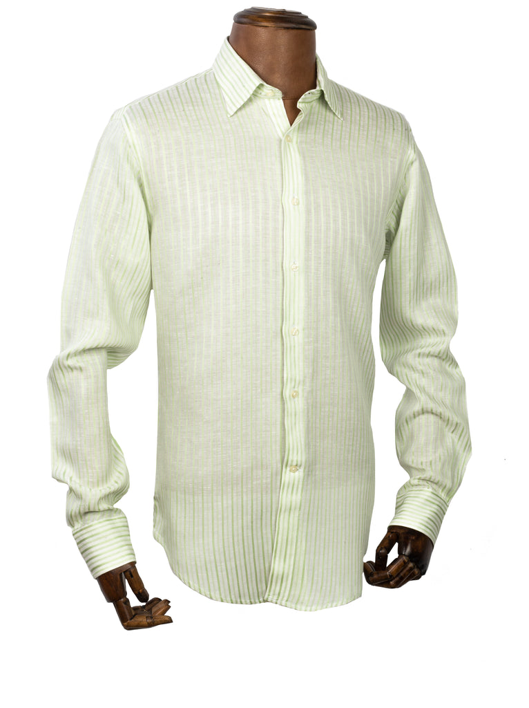 Green Multi Stripe Linen Shirt