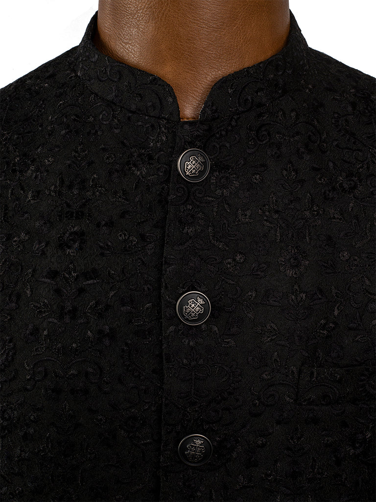 'Bespoke' Black Embroidered Waistcoat