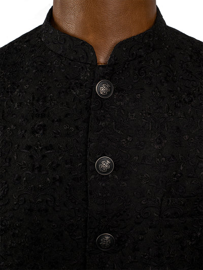 'Bespoke' Black Embroidered Waistcoat