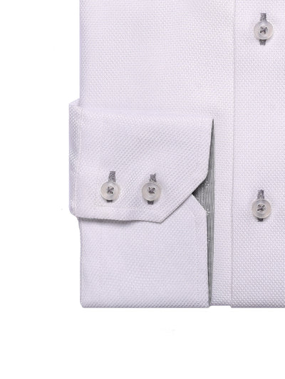 'Bespoke' White Pique shirt - Grey Details