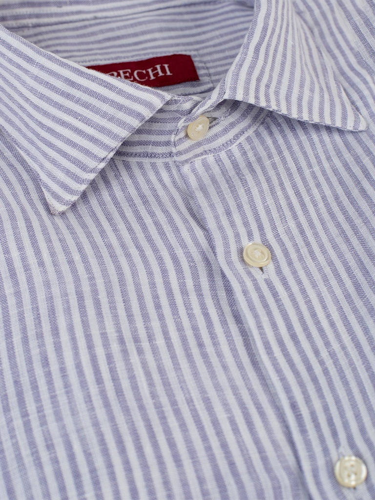 Mauve Bengal Stripe Linen Shirt