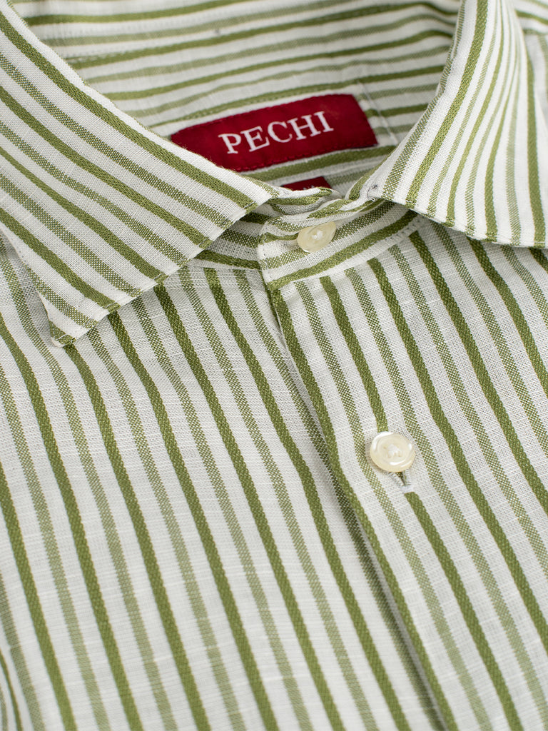 Green Bengal Stripe Linen Shirt