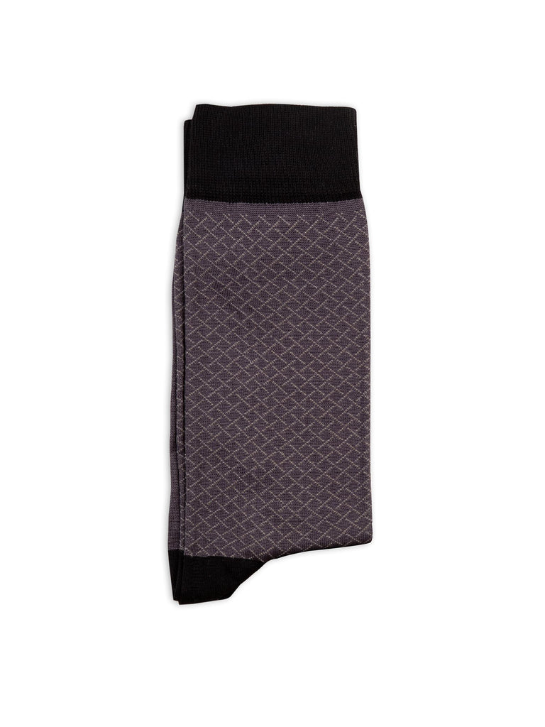 Grey Geometric Pattern Mercerized Socks