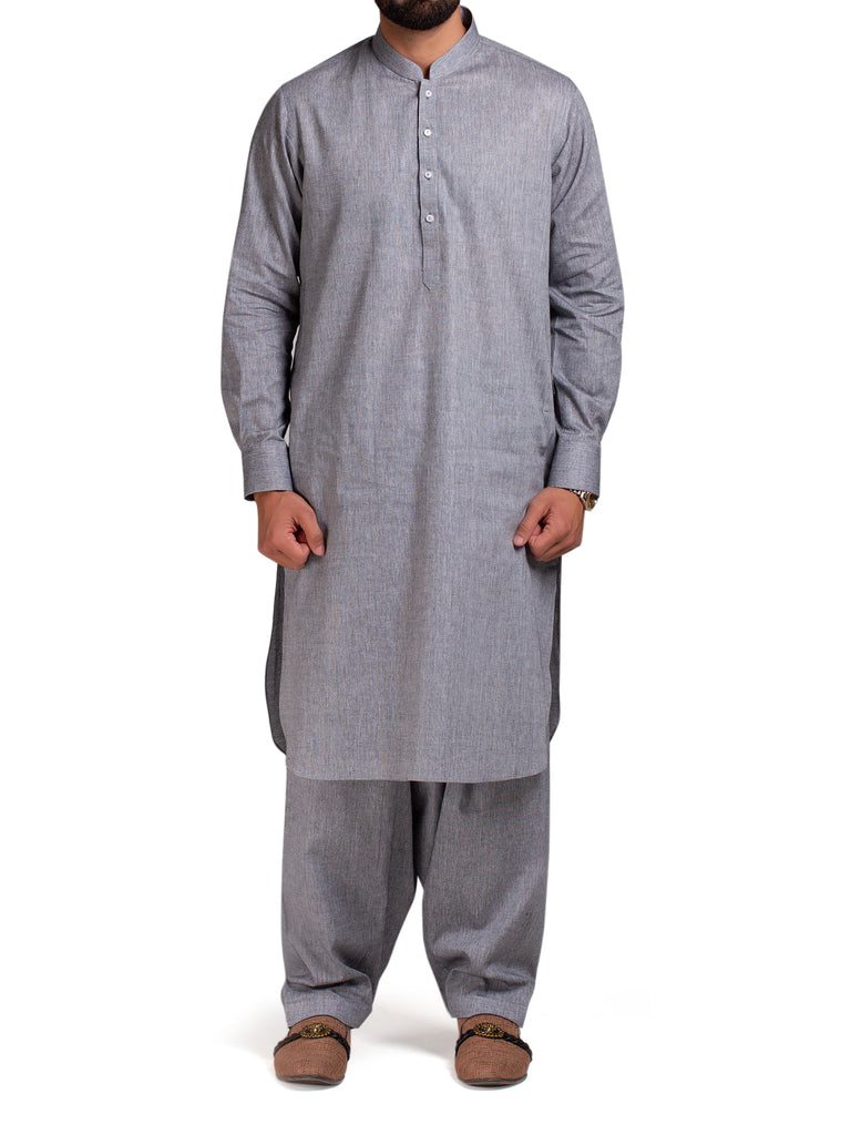 Charcoal Grey Slub Shalwar Kameez