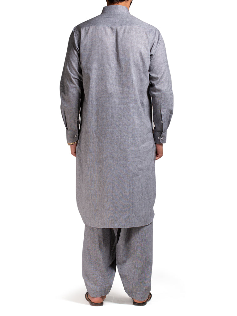Charcoal Grey Slub Shalwar Kameez