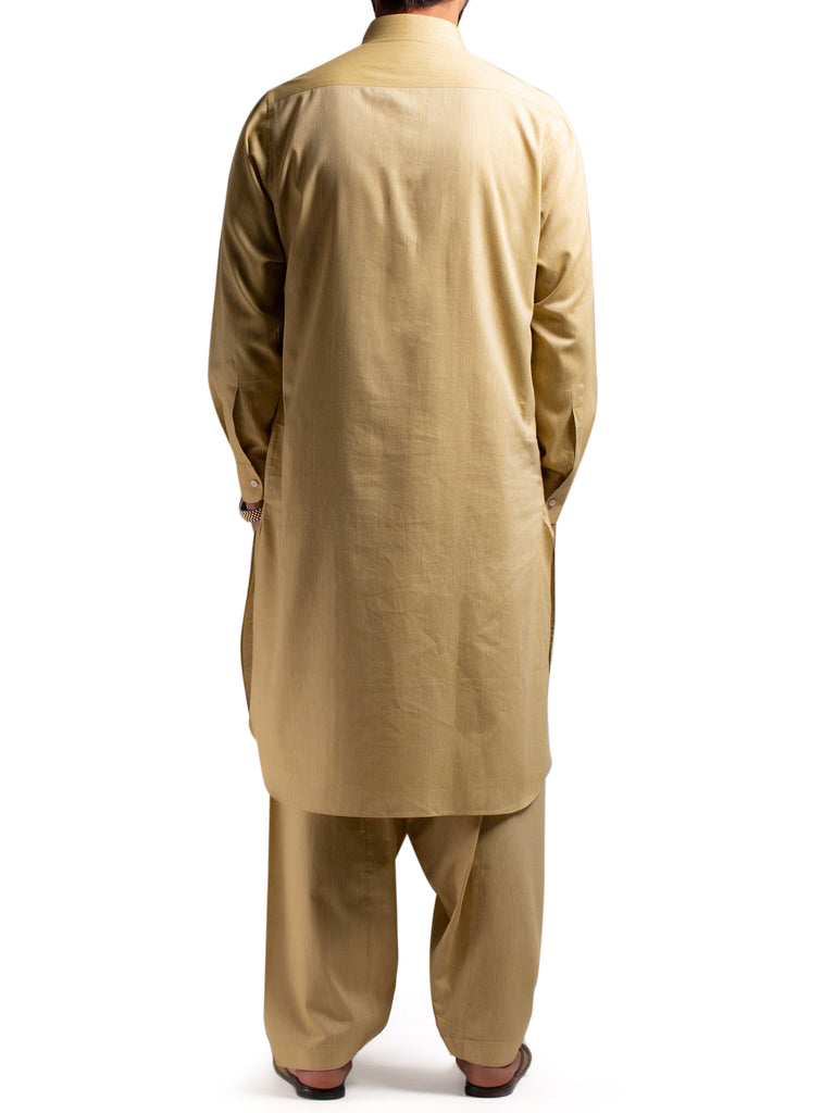 Burnt Yellow Slub Shalwar Kameez