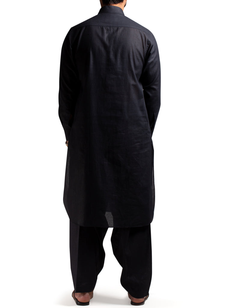 Basic Black Slub Shalwar Kameez