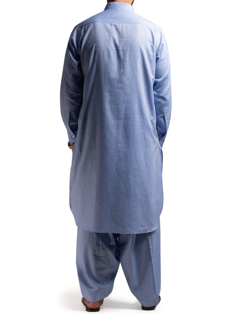 Sky Blue Slub Shalwar Kameez