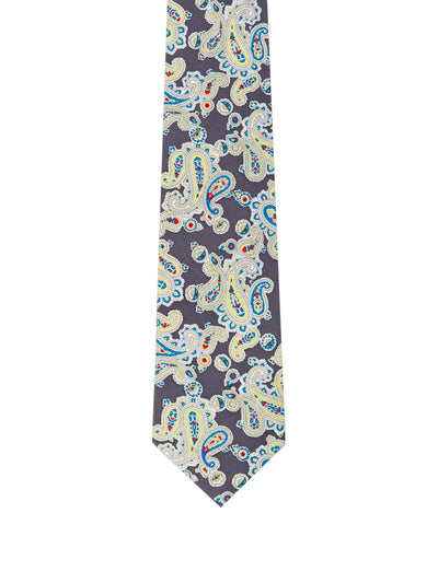 Luxury Seven-Fold Grey Paisley Tie