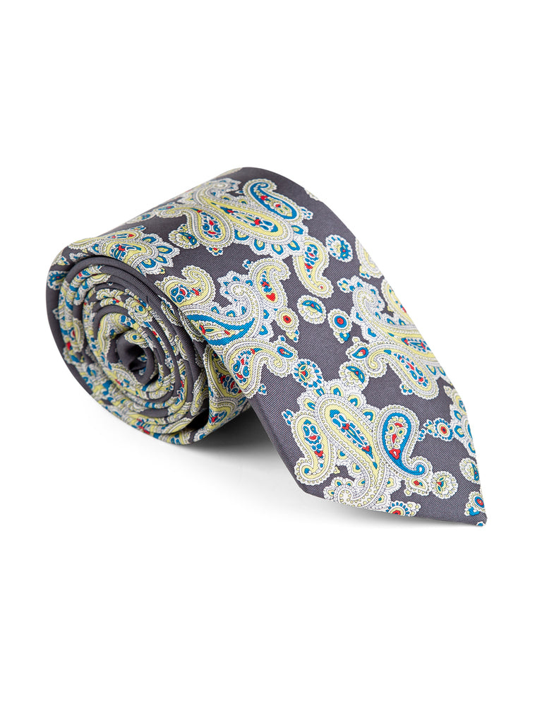 Luxury Seven-Fold Grey Paisley Tie