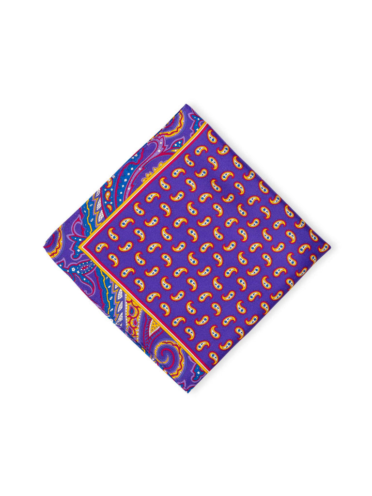 Purple Paisley Print Pocket Square