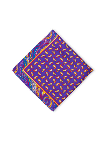 Purple Paisley Print Pocket Square