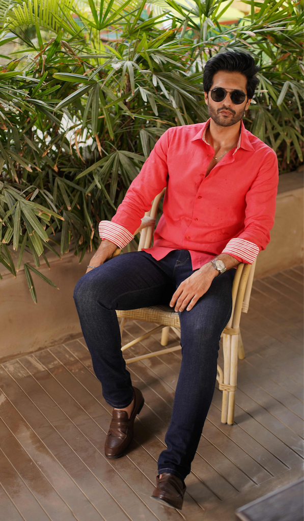 Dusty Red Linen Shirt